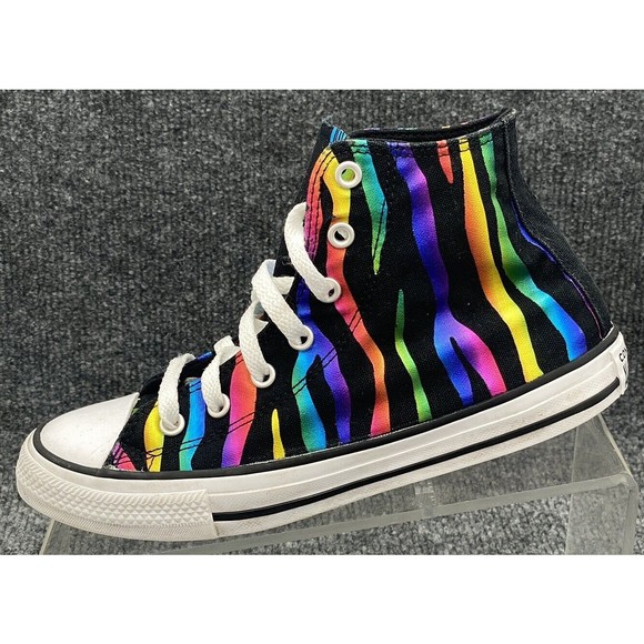CHUCK TAYLOR ALL STAR High Big Kids Size 3 Rainbow Zebra Black 667601f Sneakers - Picture 2 of 9